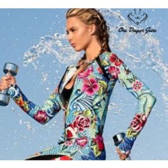 Luli Fama Inked Babe Fitted Mesh Panel Jacket Size XS - Picture 2 of 5